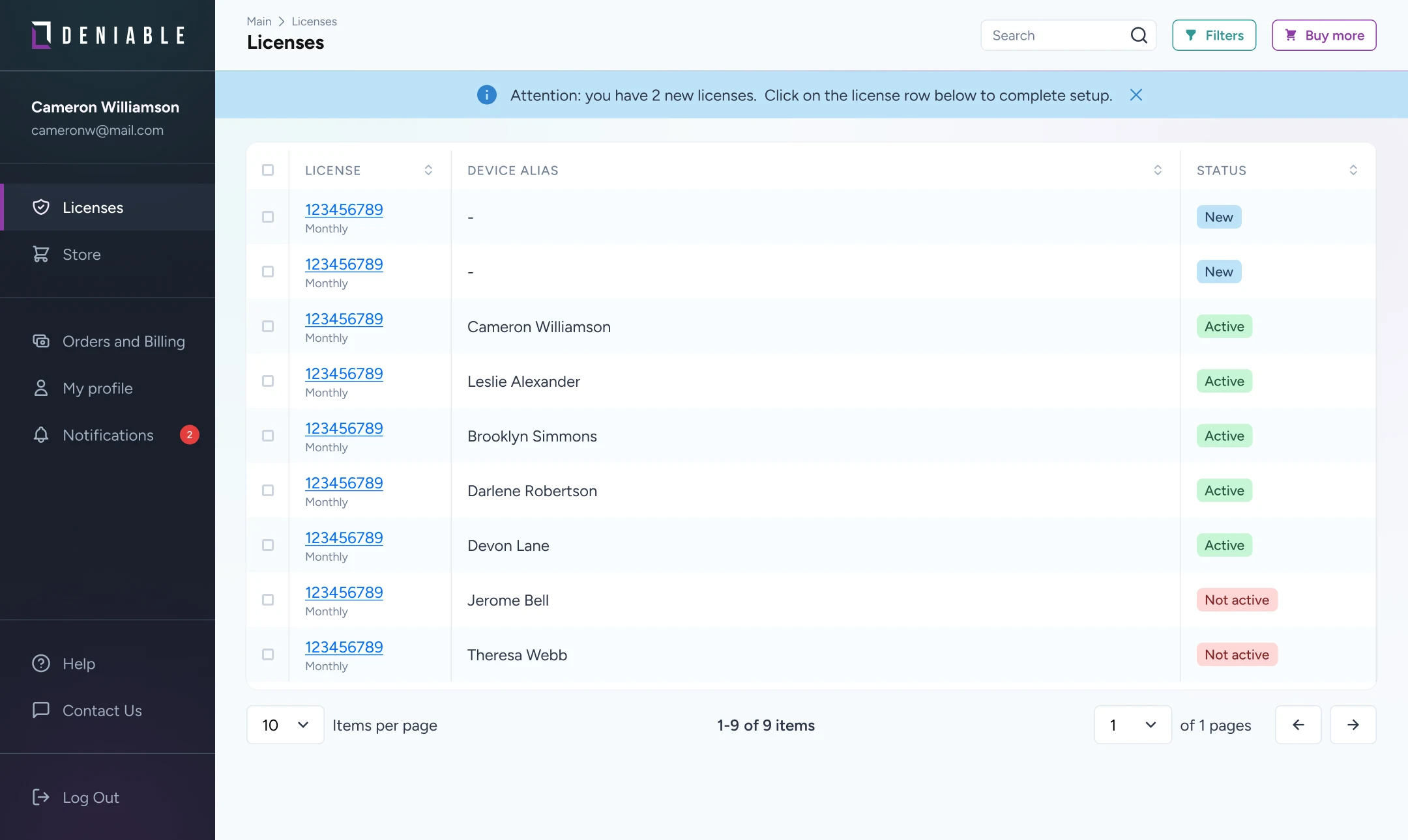 Deniable Web Dashboard, fleet license management for teams