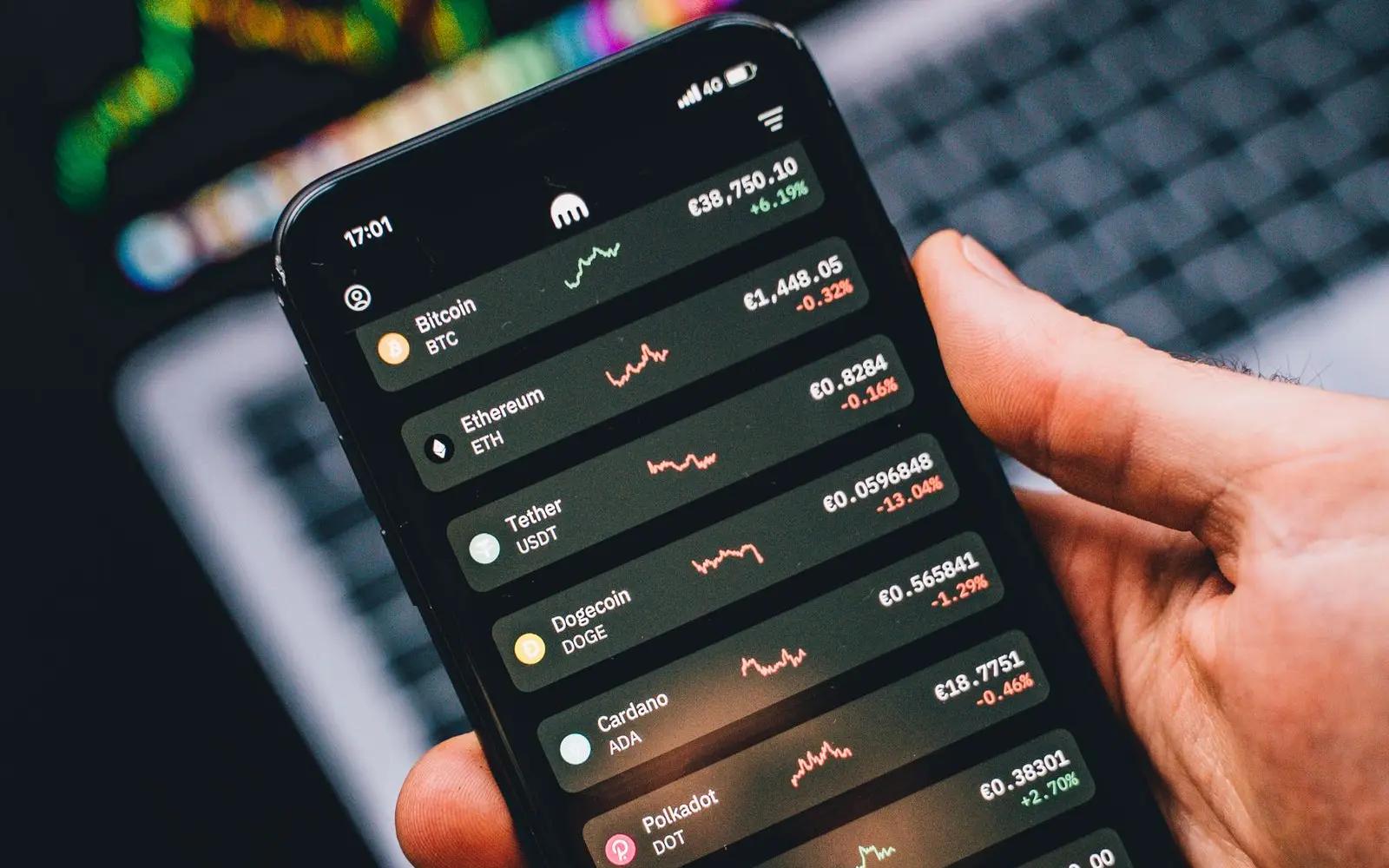 Person reviewing a cryptocurrency portfolio on a smartphone